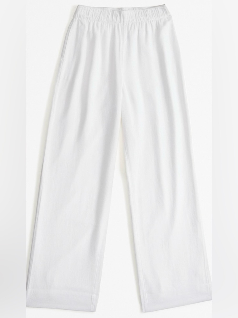 NWOT Abercrombie & Fitch A&F Linen-Blend Pull-On wide leg pant white XXS - Picture 4 of 9